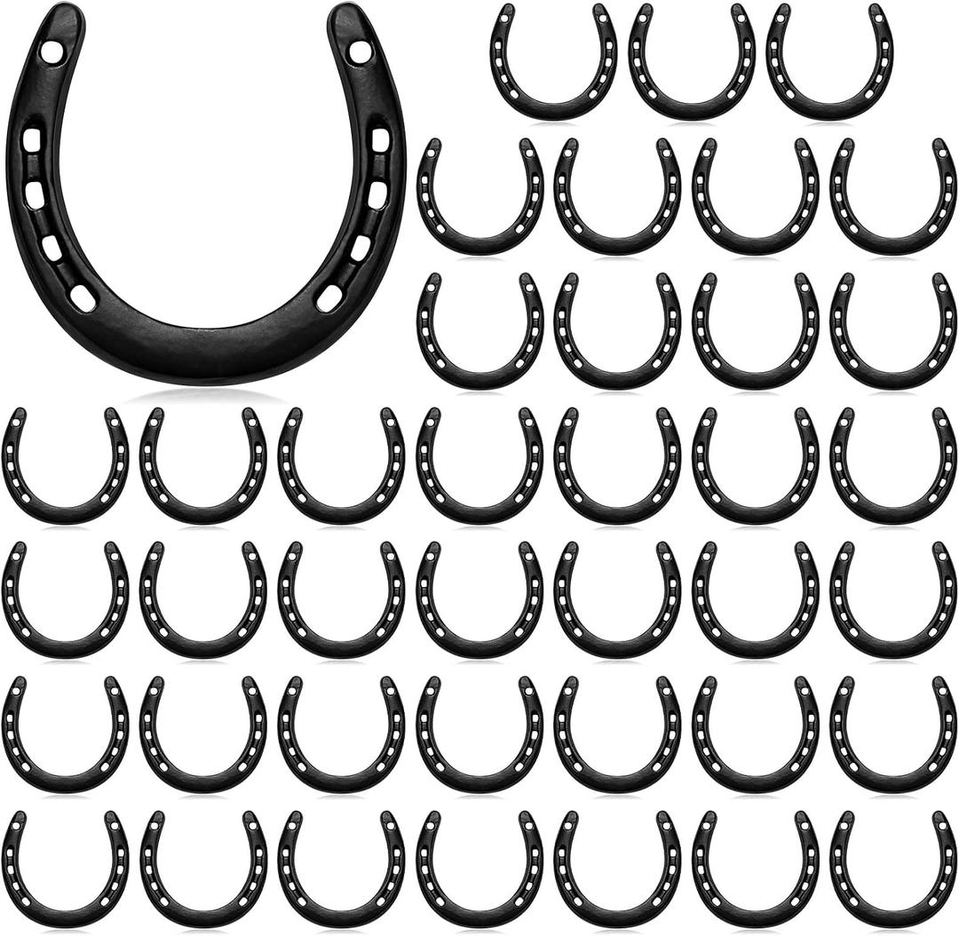 Shimeyao 35 Pcs Horseshoe Bulk Cast Iron 4.5 x 4.3 Inch Horseshoes for Adults Wall Hung Good Luck Handmade Decorations Horse Theme Party Wedding Birthday Supplies (Black)