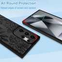 Case with Strap Stand for Samsung Galaxy S24 Ultra, Black Rose | Wireless Charging Compatible, Finger Strap Stand, Kickstand, Shockproof Protection, Soft TPU and Hard PC, for Women
