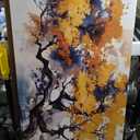 ElephantStock Autumn Tree Wall Art - Horizontal Wrapped Canvas - 1-Piece Living Room Wall Decor - Autumn Watercolor Canvas Print - Orange and Brown Decor for Wall - 12" X 8"