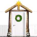 Nativity Stable Porch Banners Religious Christmas Door Decoration Xmas Nativity Stable Scene Hanging Backdrop Religious Porch Signs Manger for Church Winter Holiday Xmas Photo Props Party Decor