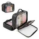 OCHEAL Makeup Bag, Double Layer Clear Make up Bag Organizer, Large Capacity Cosmetic Bag for Women Travel Beauty Essentials,Multiple Compartments Makeup Case Zipper Pouch -Clear