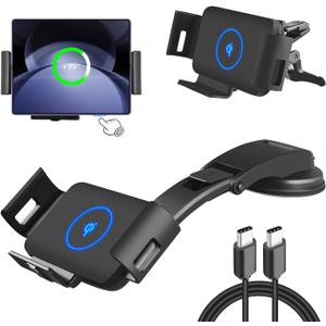 DOODBI 15W Wireless Car Charger Mount for Galaxy Z Fold 5/4/3 car Mount/Accessories,Fast Charging Phone Holder for Galaxy Z Fold 5/4/3/2/S22 Ultra, iPhone 15/14/13 Pro Max,Google Pixel 6 Pro