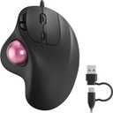 Nulea M509 Trackball Mouse Wired, Ergonomic Design, Easy Thumb Control, Precise & Smooth Tracking, 2-in-1 Interface (Type A &Type C), Compatible for PC, Laptop, Mac, Windows(Pink).