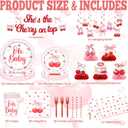 Cherry Baby Shower Decorations for Girls - Shes the Cherry On Top Themed Table Centerpieces, Banner, Hanging Swirls, Plates & Napkins, Sweet Welcome Baby Party Supplies