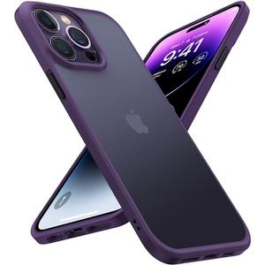 TORRAS Shockproof for iPhone 15 Pro Max Case, [3X Military-Grade Drop Tested & Slim Silky Feel] Translucent Hard Back with Silicone Protective Anti-Fingerprint Anti-Scratch Phone Case Guardian, Purple