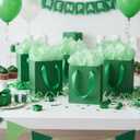 Tenare 12 Pcs Small Gift Bags Mini Paper Bags Bulk Tiny with Handle Tissue for Jewelry Gift Wrapping Happy Mother's Father's Day Birthday Graduation Party Supply(7 * 4 * 9inch,Green)