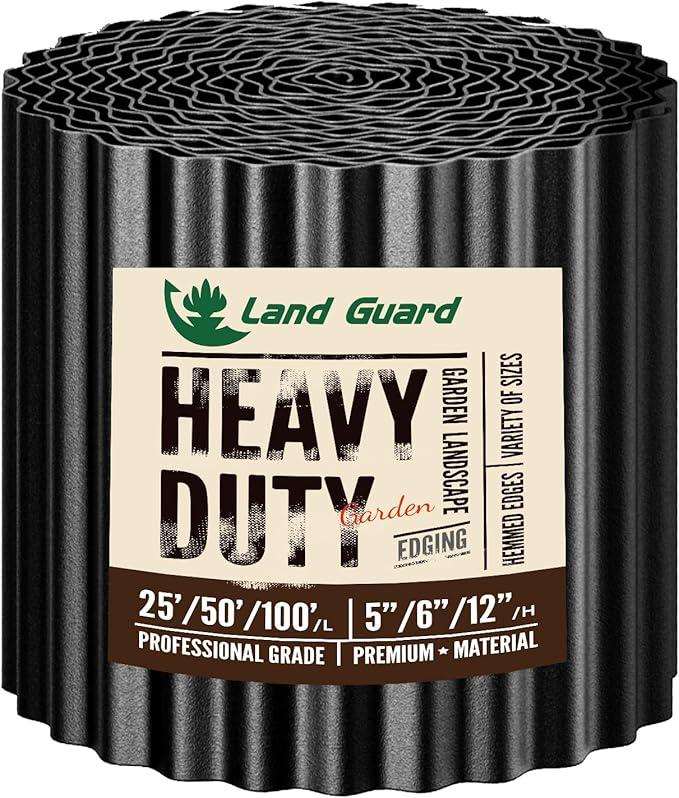 Land Guard Corrugated Garden Edging Border, 6" × 100' Landscape Paver Edging, Tall Landscape Edging, Fence for Garden, Flower Bed, Lawn and Landscape Edging (Black)
