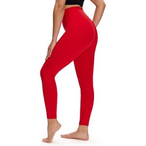 NANJI High Waisted Leggings for Women - Buttery Soft Yoga Pants, Squat Proof Stretch Workout Running Casual Leggings (Red, M)