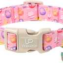 Easter Day Dog Collar, UP URARA PUP Easter Eggs Adjustable Pet Collar with Bowknot Charm, Colorful Eggs Dog Collars for Small Medium Large Dogs (XL)