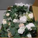 Ling's moment 2PCS Artificial Floral Swags Arch Flowers Wedding Centerpieces Flower Rose Garland Mantel Greenery Arrangements for Sweetheart Welcome Signs Decor Wall Window Home Decor White & Sage