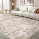 Washable Rug 10x12 Area Rugs for Living Room: Modern Abstract Neutral Soft Carpet for Bedroom Dining Room Under Kitchen Table Home Office Decor - Brown