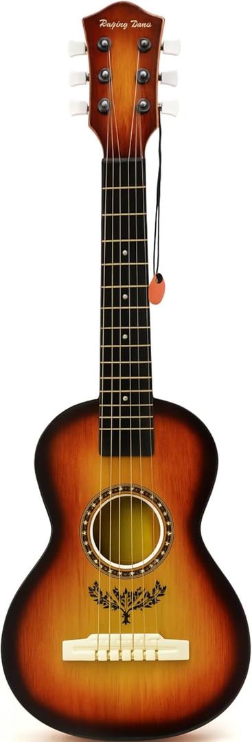 23" Acoustic Guitar, Kids 6 String Toy Guitar - Realistic Steel Strings - Beginner Practice First Musical Instrument for Children, Toddlers (Amber Sunburst), Miniature/Kids Size
