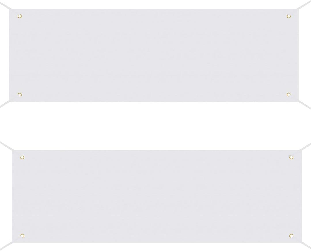 2 Pack Large Blank Banners, SUMERSHA 2 x 6 Feet Polyester Oxford Cloth White Banner with Hanging Rope for Wall Signs, DIY Painting, and Writing, Indoor Outdoor Display and Party Decoration