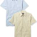 Suslo Couture Men's Adult Short Sleeve Linen Look Guayabera Button Down
 S 2 Pack