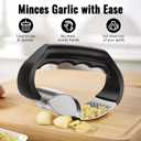 4 x Garlic Press Rocker - Stainless Steel Garlic Crusher, 2-in-1 Easy Kitchen Gadget for Effortless Smashing