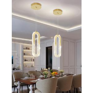 Modern Gold Pendant Lights Kitchen Island, Crystal Chandelier Lights Fixture,Elegant Adjustable Pendant Lighting for Dining Room Bedroom (1-Ring Chandelier)