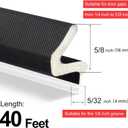 40 Feet Door Weather Stripping, Kerf Weather Stripping for Doors with Groove, Kerf Door Seal for Large Gap and Easy Installation(40, Black)