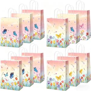 JeVenis 12 PCS Wildflower Party Favor Gift Bags Treat Candy Goodies Bags for Floral Flower Bridal Shower Baby Shower Birthday Wedding Party Supplies