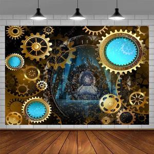 7x5FT Antique Backdrop Retro Old Metal Gear Industrial Photography Background Machine Party Decor Wallpaper Banner Photo Studio Props Vinyl BJRLPR80