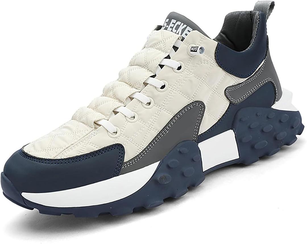 DEVILEYEZE Men's Orthopedic Comfort Sneakers 2024 Casual Waterproof Walking Tennis Slip on Wide Shoes Lightweight Non Slip Breathable Platform Shoe (White, 7 Wide)