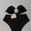 Women's Women's 2 Piece 3D Rose Bikini Swimsuit Spaghetti Strap High Waisted Bathing Suit Beachwear Small