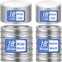 72 Pcs/36 Sets Wide Mouth Canning Lids with Rings Fits Ball, Kerr & More, Premium Mason Jar Lids with Rings for Regular Mouth Ball, Kerr Jars - Food Grade Material