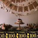 3 PCS 100th Birthday Tablecloth Black and Gold Theme Table Cloths for Parties Cheer to 100 Years Happy Birthday Tablecloth for Men Women Birthday Anniversary Party Supplies