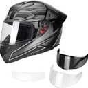 Full Face Motorcycle Helmet for Adults with DOT Approved, Lightweight Aerodynamic Street Bike Helmet for Men and Women, Three Layers Protection