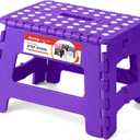 ACSTEP Folding Step Stool Portable Collapsible Plastic Step Stool, Foldable Step Stools, Non Slip Folding Stools for Kitchen Bathroom Bedroom (Purple) (9 Inch( Pack of 1))