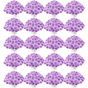 Tigeen 200 Pcs Hydrangea Artificial Flowers Bulk 7.48 Inch Artificial Hydrangeas with Removable Stems Faux Flowers Wedding Decor for Home Garden Party Decoration DIY Project (Lavender)