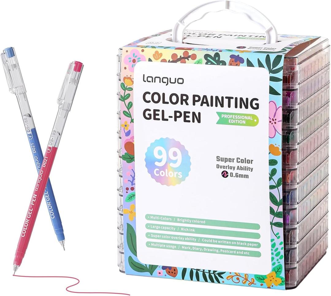 languo Gel Pens for Adult Coloring Books, 99 Colors Set Gel Colored Pens Marker, Perfect Gel Pens for Adult Drawing Doodling Journaling, Art Supplies and DIY Crafts