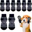 Dog Socks 8 Pack to Prevent Licking Paws, Anti Slip Dog Booties and Paw Protectors for Hardwood Floors Hot Pavement, Suitable for Small Medium Large Senior Dogs - Size XX-Large