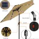 Blissun 7.5 ft Solar Umbrella, 18 LED Lighted Patio Umbrella, Table Market Umbrella