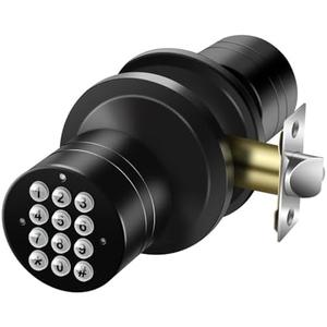 Door Knob with Keypad, Keyless Entry Door Lock, Black Electronic Code Locks Door Knob, Passage Mode, Easy to Install for Home, Office, Hotel, Bedroom