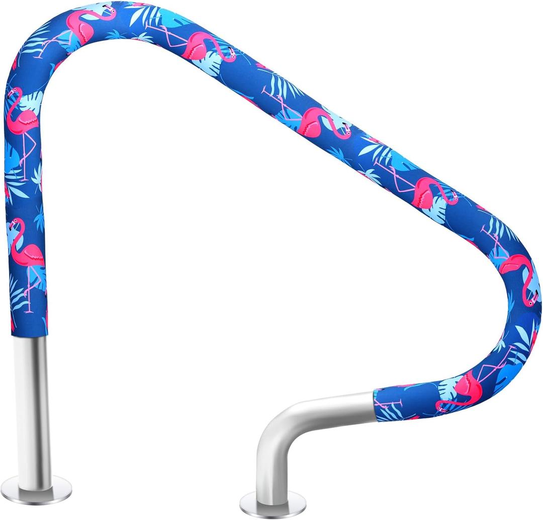 Junkin Flamingo Pool Handrail Cover Swimming Pool Hand Rail Slip Resistant Cover Blue Grip(6 Feet)
