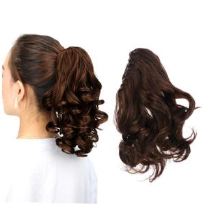 Curly Synthetic Hair Wig Clip Extensions for Women Light Brown Jaw Clip Ponytail Hairpiece Comfortable and Natural Look for Daily Wear and Special Occasions