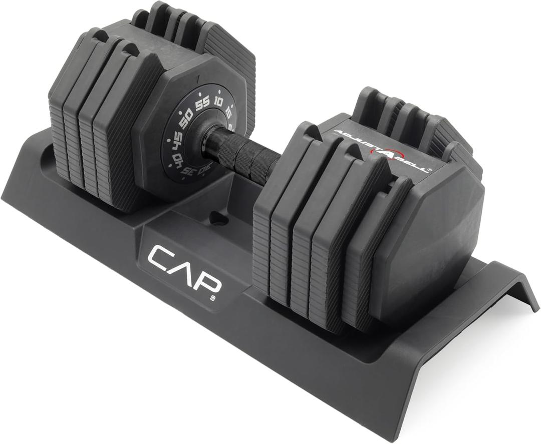 CAP Barbell ADJUSTABELL Adjustable 55 lb Hex Dumbbell Weights - Singles & Pairs | Multiple Handle Options