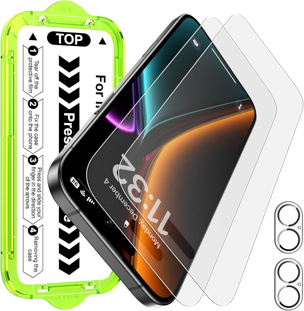Esanik 2+2 Pack for iPhone 17 Matte Glass Screen Protector Auto-alignment Anti-Glare & Anti-Fingerprint,Anti-Reflection,Bubble Free, Smooth as Silk, 9H Glass Screen Cover