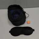 MLVOC Travel Pillow 100% Pure Memory Foam Neck Pillow, Comfortable & Breathable Cover, Machine Washable, Airplane Travel Kit with 3D Contoured Eye Masks, Earplugs, and Luxury Bag, Standard (Blue)