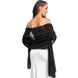 Soft Chiffon Scarfs Shawls and Wraps for Evening Dresses Wedding Shawl Wraps Bridal Scarve for Women (One Size, Black)