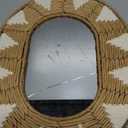Briful Bohomain Wall Mirror Oval Decorative Mirror Seagrass Wall-Mounted Mirror Farmhouse Home Dcor, Hanging Wall Art for Living Room Bedroom Dining Room, Size-16.54''x12.6'' (Brown and White)