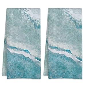 NITAHHHY Boho Sea Beach with Waves Hand Towels, Set of 2 Absorbent Bath Towel Kitchen Dish Towel Home Gym Hotel Bathroom Decor, 16x24 Inches