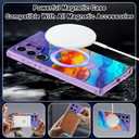 Magnetic for Samsung Galaxy S24 Ultra Case with Invisible Ring Stand [Compatible with MagSafe], Full Body Rugged Slim Women Men Girl Shockproof Marble Pattern Design Case,Orange/Blue