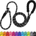 TagME Slip Leads for Dogs, 6 FT Heavy Duty Slip Leash with Padded Handle, Strong Rope No Pull Pet Training Leash for Large Dogs,Black (L-1/2"x6'(110-250lbs))