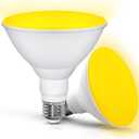  Yellow Bug Light Bulbs Outdoor, 150W Equivalent Amber Yellow Flood Light Bulbs Outside, 15W 1300LM Bug Lights E26 Base for Porch, Patio, Decoration, Garden, Non-Dimmable, 2 Pack