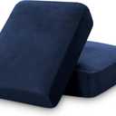PrinceDeco Velvet Couch Cushion Cover Stretch Cushion Slipcover for Chair Loveseat Sofa Furniture Protector Seat Cushion Sofa Cover (Each Width Up to 29.5", Navy)