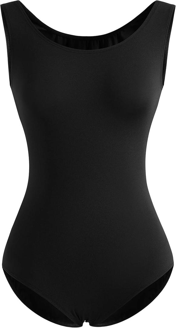 DANSHOW Tank Leotards for Women Dance Ballet Adult Gymnastics (Medium, Black)