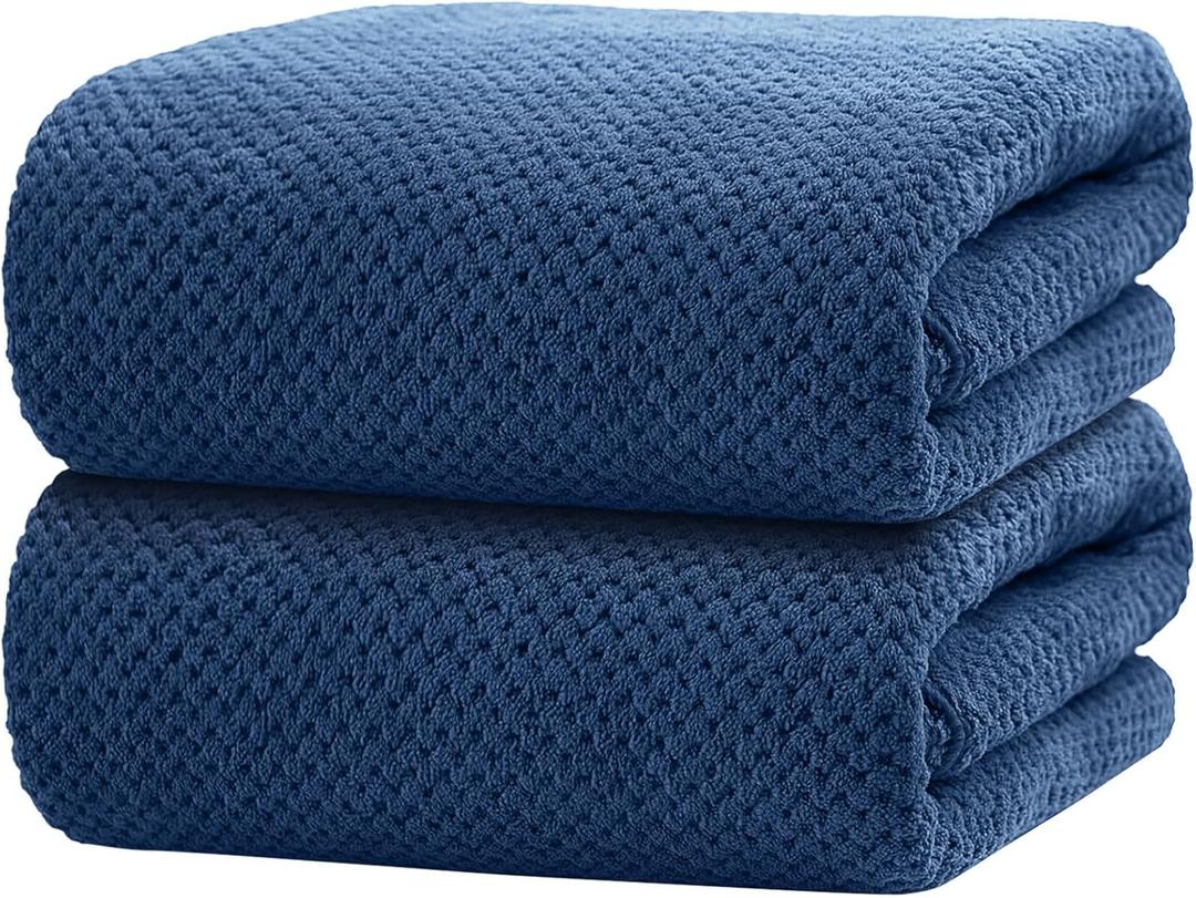HOMEXCEL Bath Towels Pack of 2, (27 x 54 Inches) Microfiber Ultra Soft Highly Absorbent Bath Towel Set, Lightweight and Quick Drying Towels for Body, Sport, Yoga, SPA, Fitness, Blue