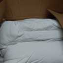 Goose Feather Blend with Polyester Bed Pillows 100% Cotton, Medium Firm Soft Support Standard Pack of 2 Stripe White