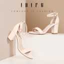IDIFU Women's 3 Inch Heel Sandals for Women (7, Beige)